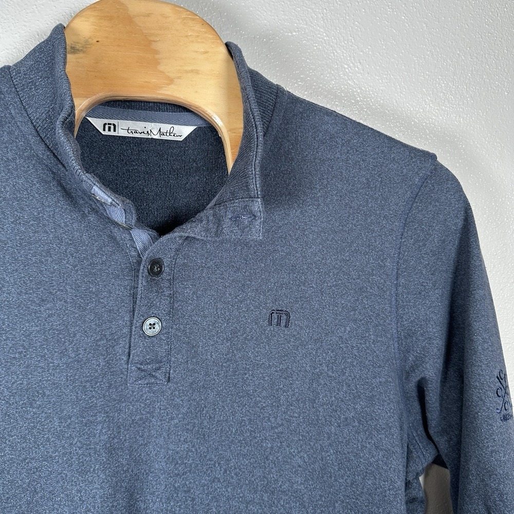 Travis Mathew Mens Size XXL 1/4 Button Henley Sweater Pullover Gray Side Pockets